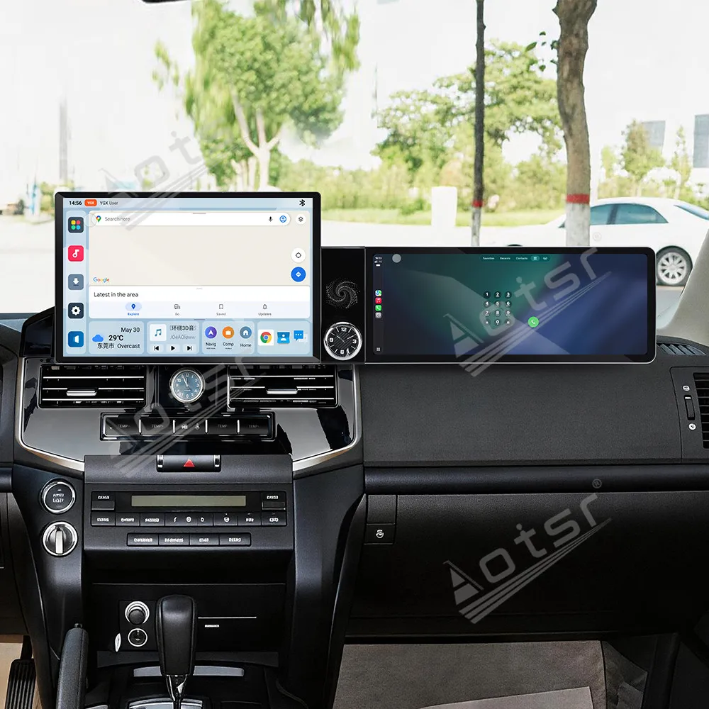For Toyota Land Cruiser 2007-2015 Android Dual Screen interaction Radio Stereo Receiver Multimedia Player Navigation Free Cam