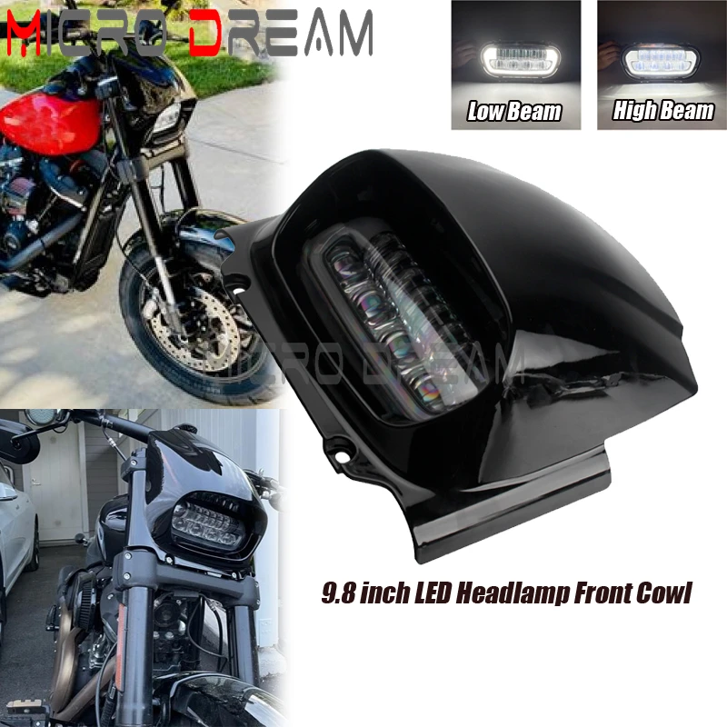 

For Harley M8 Softail Fat Bob FXFB FXFBS 18-2022 Motorcycle LED Assembly Head Light Headlamp Front Cowl Headlight Fairing Cover