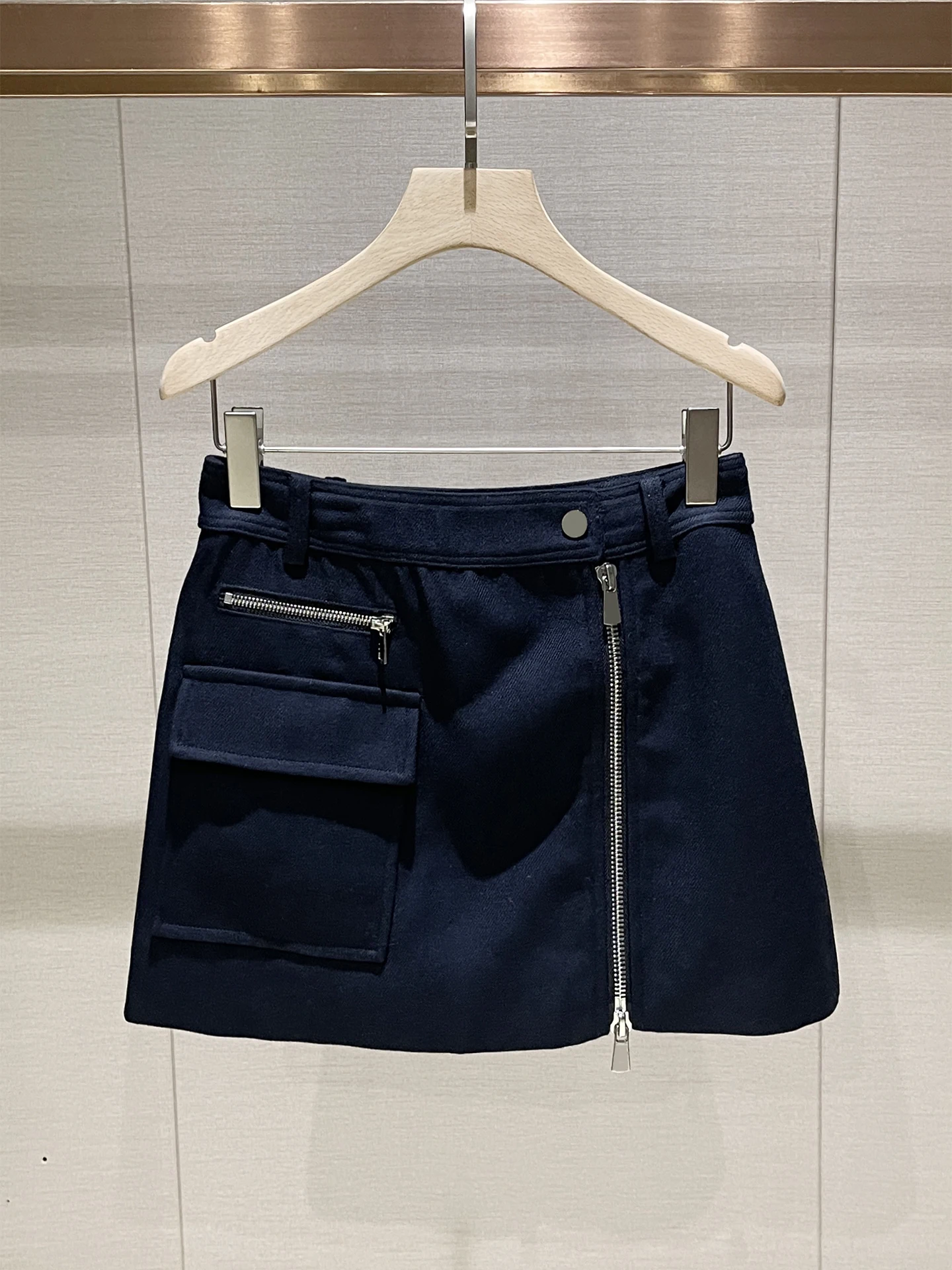 

High Waist Zipper ket Workwear Skirt Women's plus Size Casual Sle Winter New Arrival k Blue Slimming Skirt