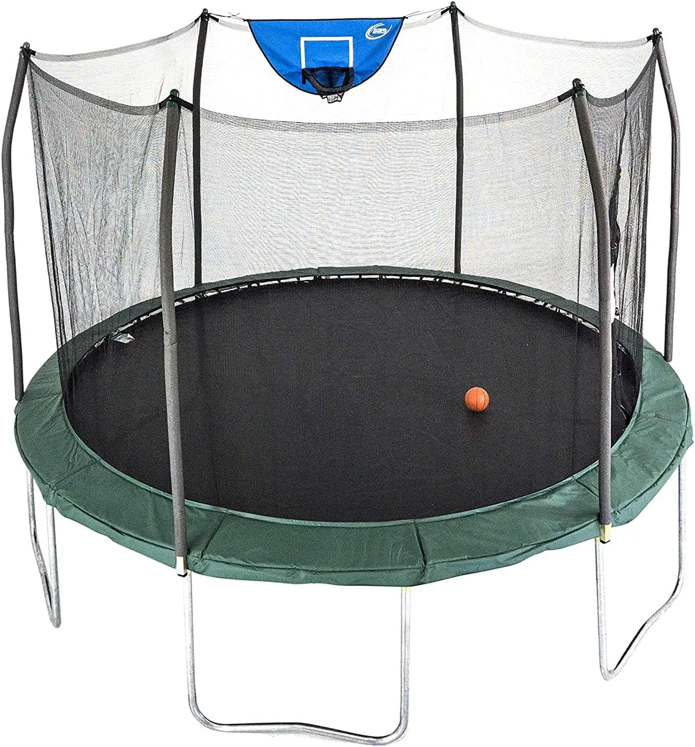 

Jump N' Dunk 8 FT, 12 FT, 15 FT, Round Outdoor Trampoline for Kids with Enclosure Net, Basketball Hoop