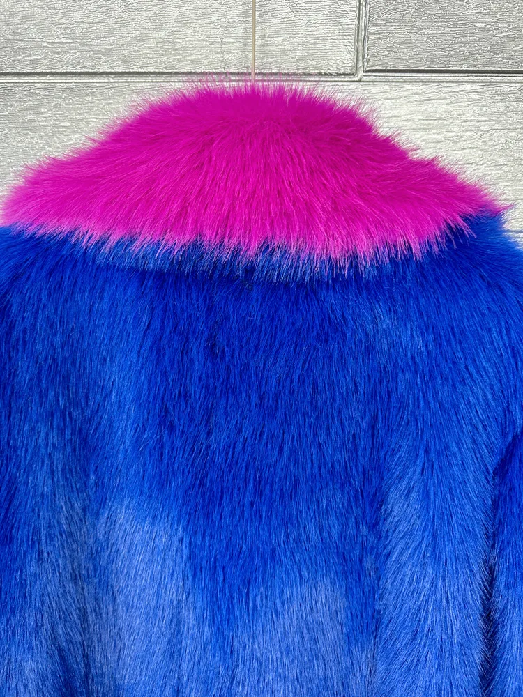 Long Faux Fur Coat Women Autumn Winter Large Jacket Overcoat Y2k Turn Down Collar Pockets Thick Coat Warm Jackets Maxi Coats