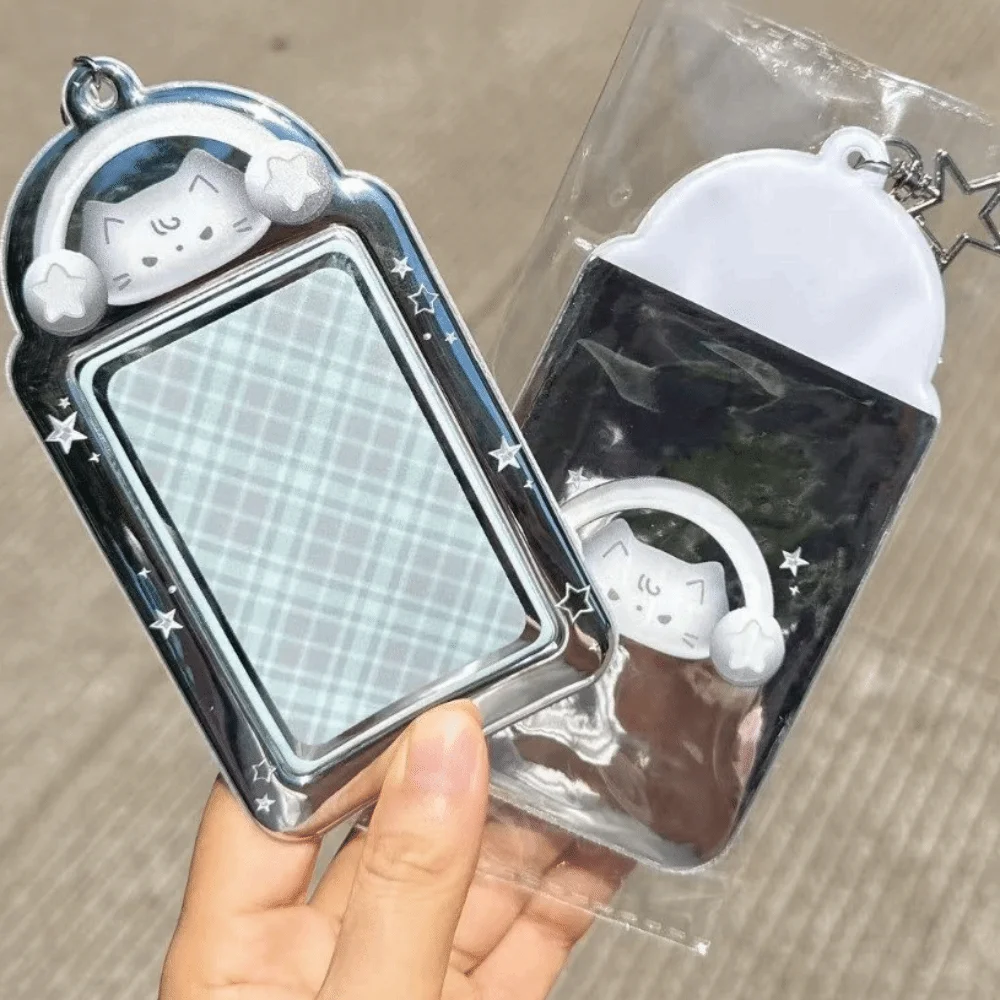 

Cute 3inch Cat Card Holder PVC Stars Photo Storage Case Chain Decoration Bass Pendant Student