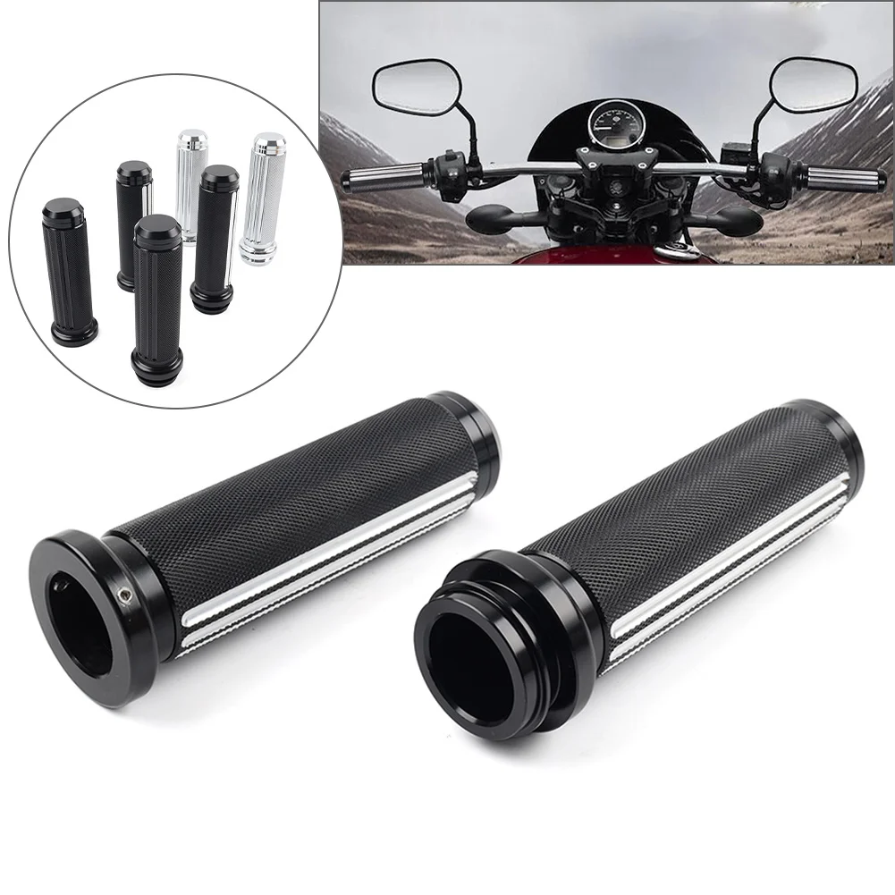 

1" Motorbike Handlebar Electronic Throttle Hand Grips Aluminum For Harley Davidson Touring Softail