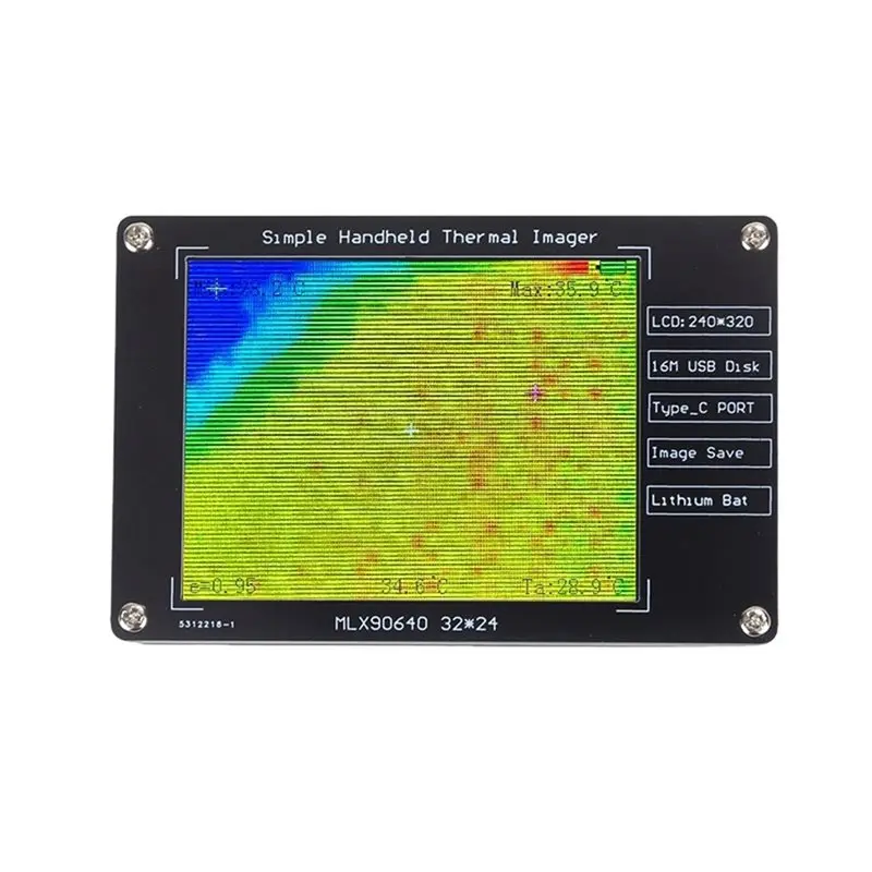AAAN-MLX90640 2.8Inch Thermal Imaging Camera -40 To +300°C Industrial Thermometer Handheld Digital Infrared Thermal Imager