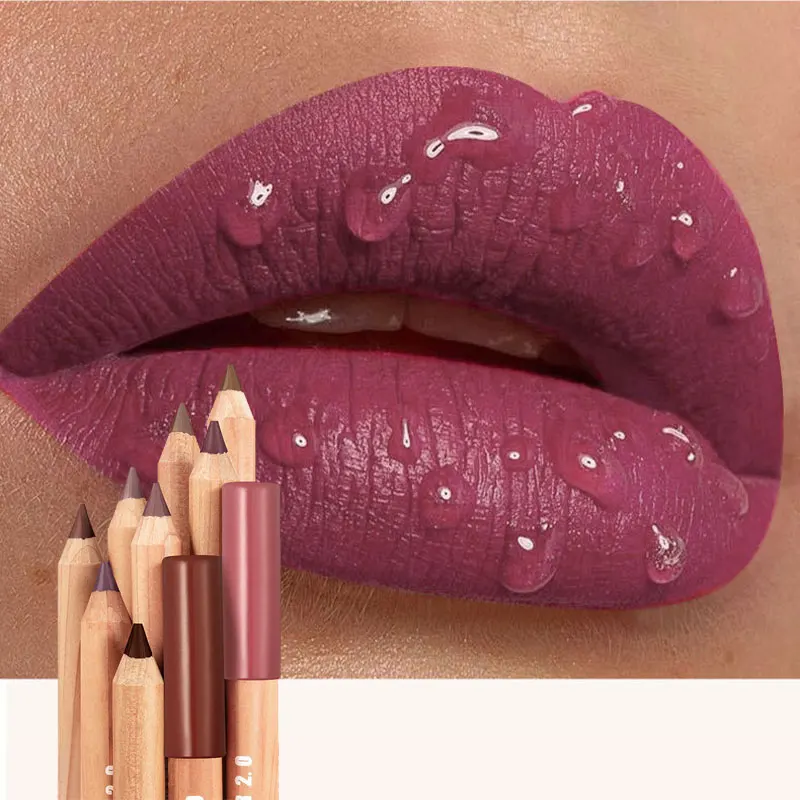 Pudaier Matte 8-Color Lip Liner Line Plumping Lip Lipstick Beauty Waterproof Long-lasting Natural Nude Lipstick Pencil