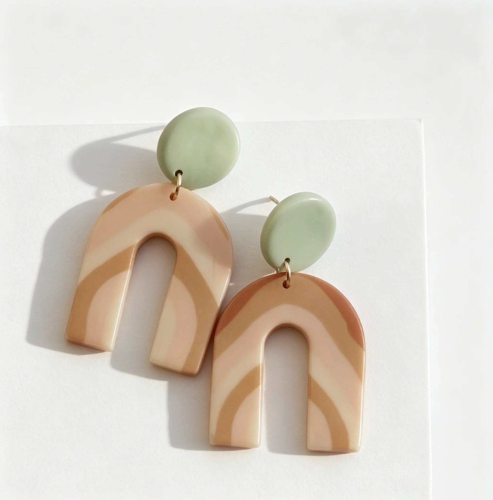 Women\'s Matte Look Lightweight Boho Statement Polymer Clay Geometric Dangle Earrings Swirl Arch round For Summer Beach Holiday