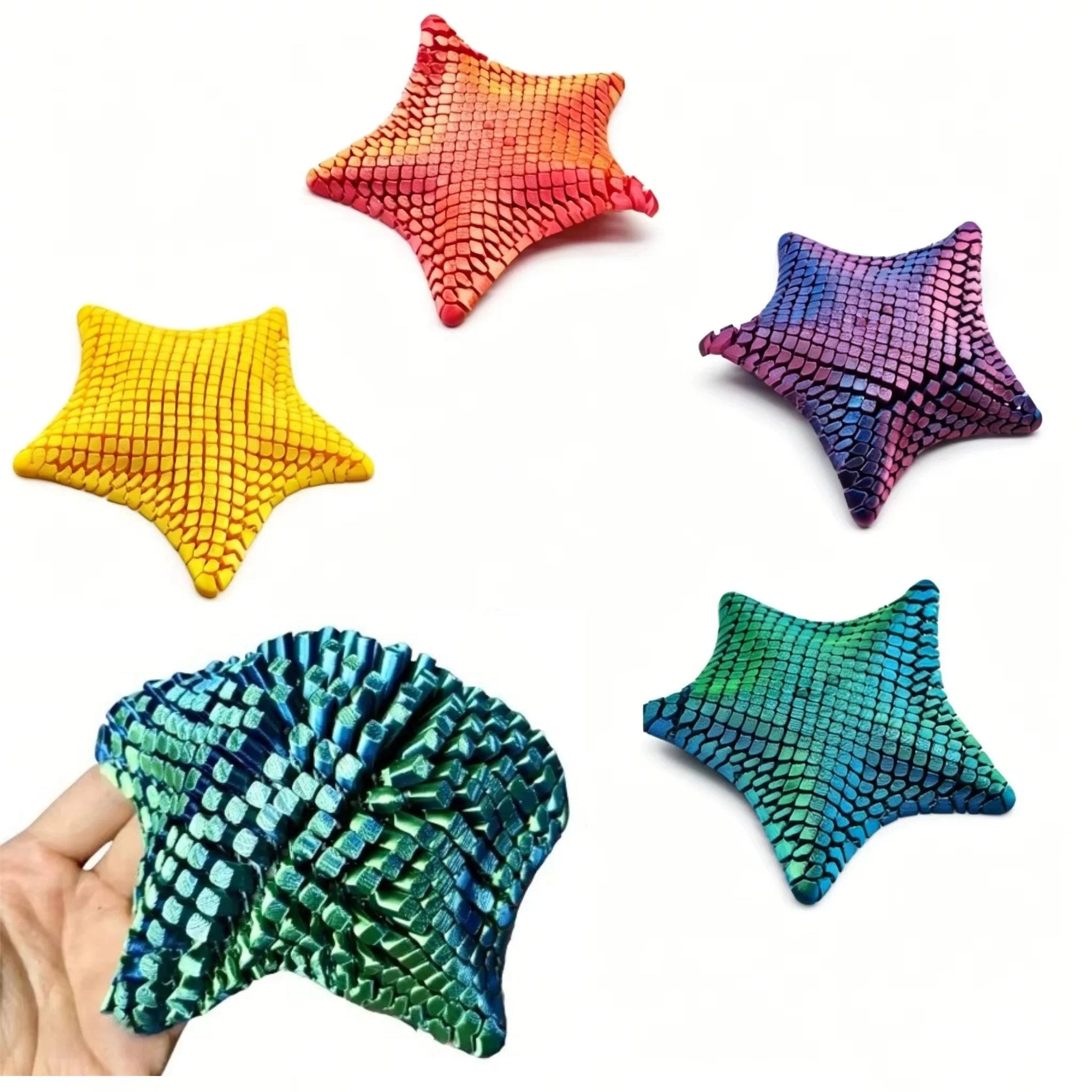 STEM 3D Print Articulated Starfish Flexible Joint Fidget Toy Tactile Stress Relief Pocket Desktop Marine Ornament Fun Kids Gifts