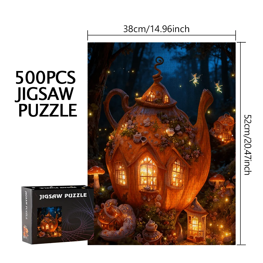 Puzzle da 500 pezzi o 1000 pezzi di casa da tè cinese e costruzione di residenze - Sfida intermedia adatta per s e, scatola portatile