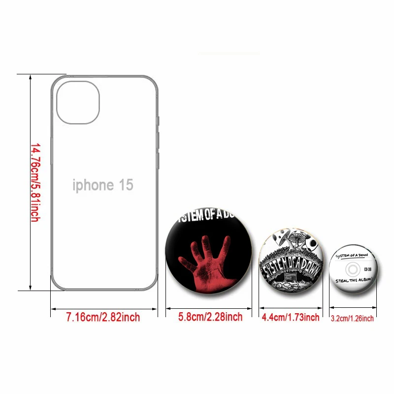 Retro Heavy Metal Band System of A Down Soft Button Pin Rock Band Album Cover Brooch Creative Badge for Bag Decor Fans Collect