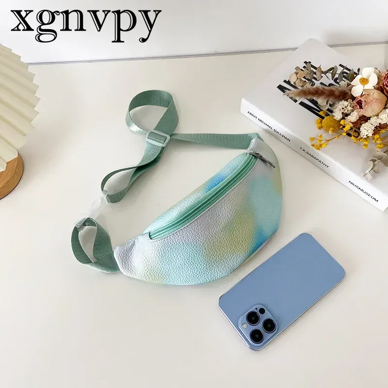 xgnvpy 2023 Kids Waist Bag Cute Fanny Pack Leather Chest Belt Bag for Boys Girls Adjustable Crossbody Shoulder Bag