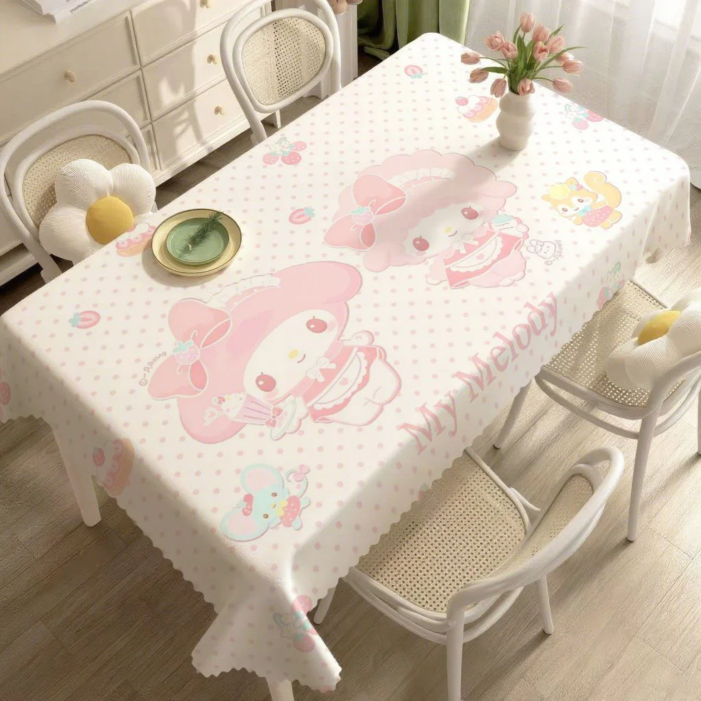 Ins-style My Melody tablecloth, waterproof & high temperature resistant, versatile for dorm desks & dressers, aesthetic premium