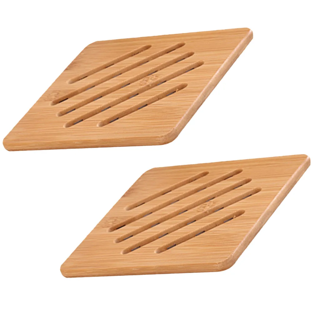 

2 Pcs Bamboo Heat Insulated Pad Reusable Dish Bowl Table Mat Round Coaster Anti Heat Kitchen Barware Accessories