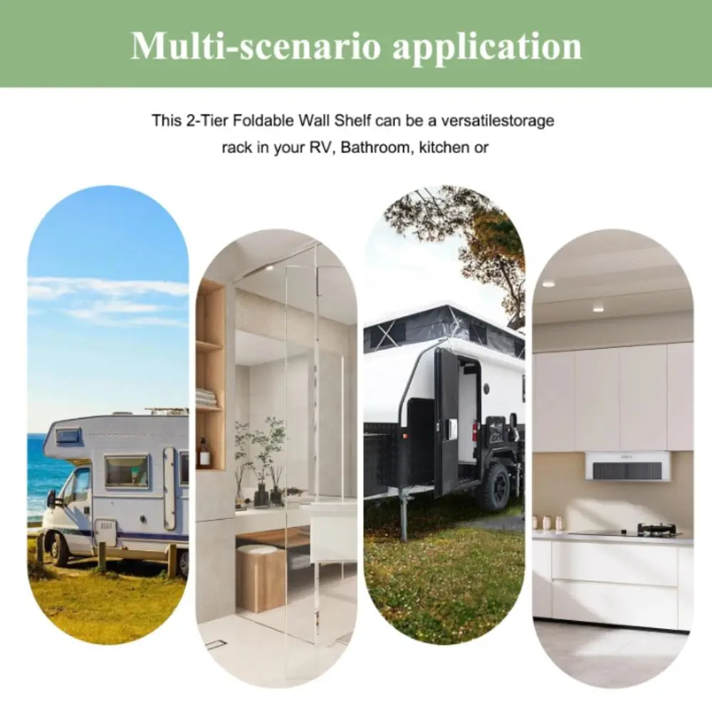 

Rack Black Iron 2-Tier Table Storage Rack Metal Stackable Wall Mounted Storage Rack Foldable Anti-Drop Storage Shelf Basement