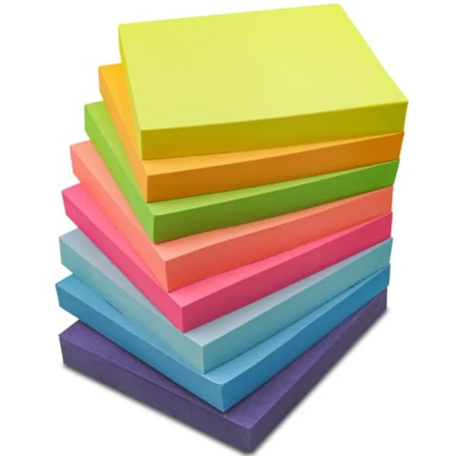 

Sticky Notes 3x3, 8 Pack Sticky Pads 100 Sheet/Pad, Bulk Sticky Note Pads, Multicolor Self-Sticky Notes Pad - Teacher Classroom