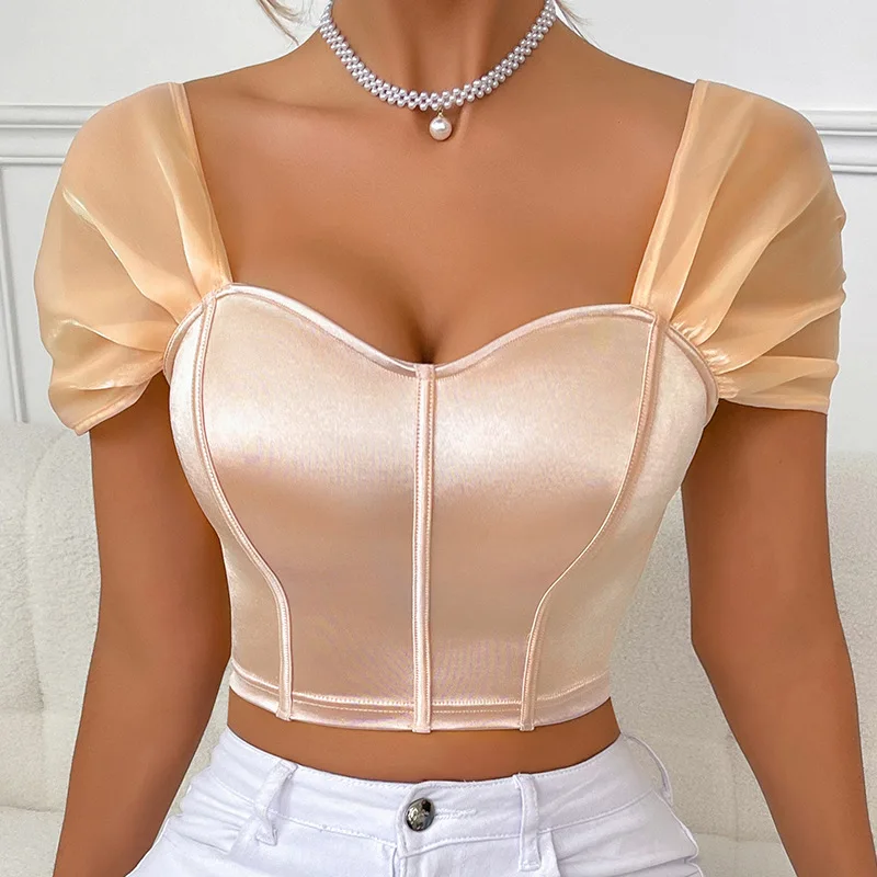 

Pure Desire High-End Feel Sleeveless Vest Sexy Style French Off-Shoulder Beautiful Back Strapless Top