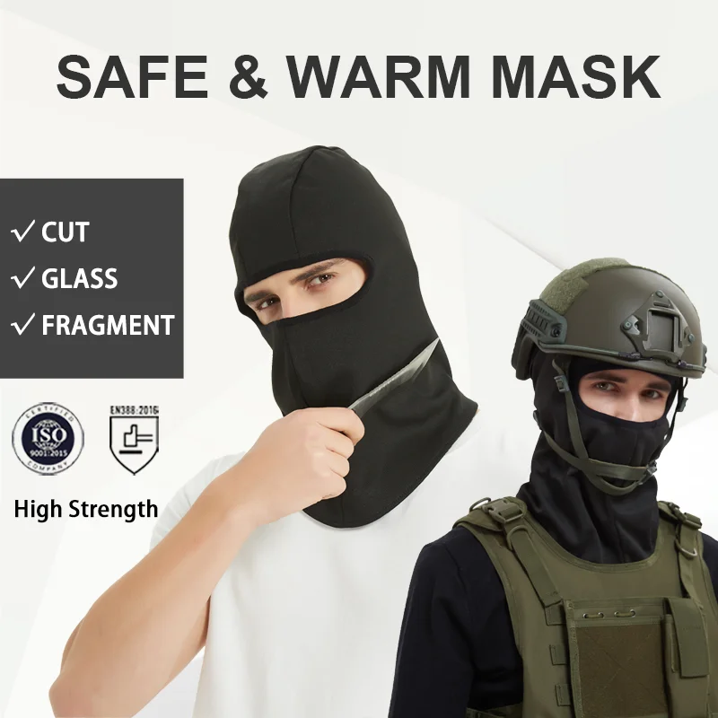 Nível 3 corte resistente máscara quente no inverno auto-defesa balaclava cabeça e proteção facial parar frio scurity segurança do corpo