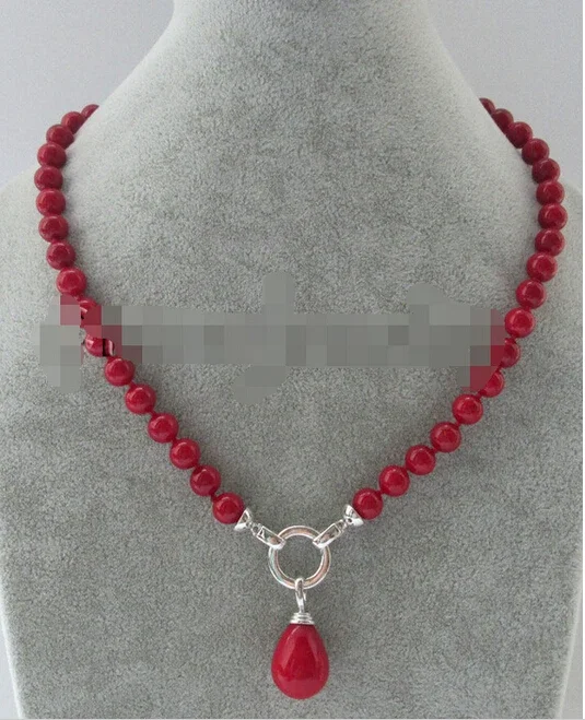 

8mm red coral color south sea shell pearl necklace + shell pendant