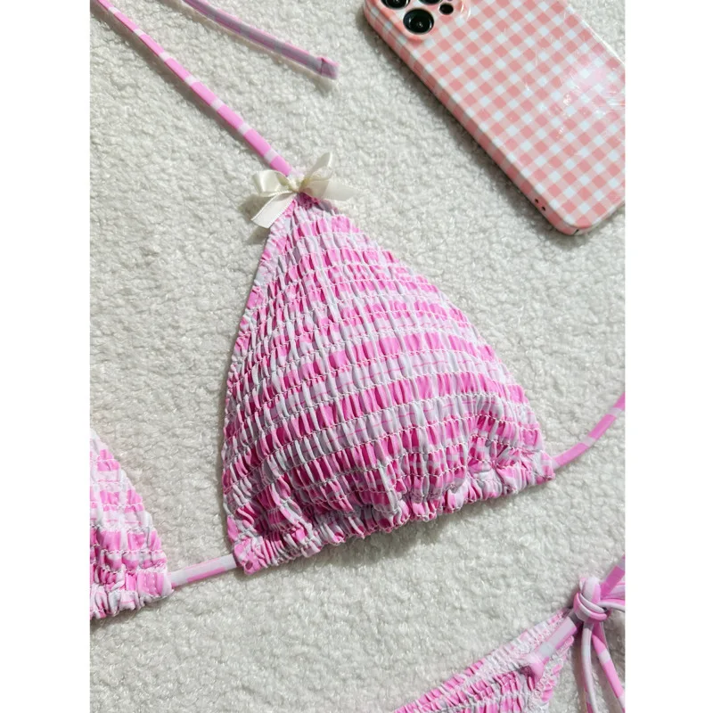 Rosa sexy biquinis meninas maiôs das mulheres banho push up feminino praia swim wear fatos de banho conjunto biquíni brasileiro piscina banhista