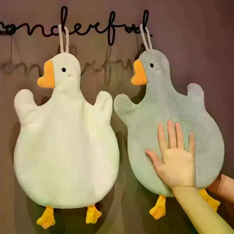 Kitchen And Bathroom Supplies 1PC Cartoon Goose Hand Kerchief Hanging Hand Towel Water Absorbing Hand Towel