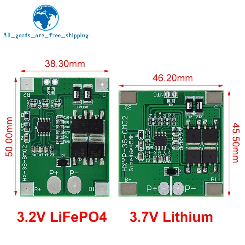 3S 9.6V 11.1V 12.6V Lifepo4 Li-ion Lipo Lithium Battery Protection Board 18650 BMS 14A limit 20A PCB 4 Cell Pack PCM 3.2V 3.7V