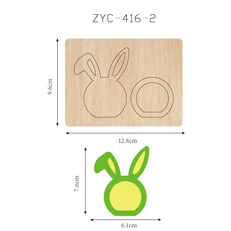 Stampo da taglio in legno con musica oscillante per orecchie di coniglio, adatto per macchine da taglio, ZYC-416