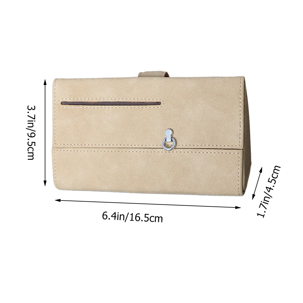 

Car Visor Storage Bag Durable Premium Material Fits All Cars SUV Trucks Sunglasses Case Beige Color Easy Install Vehicle