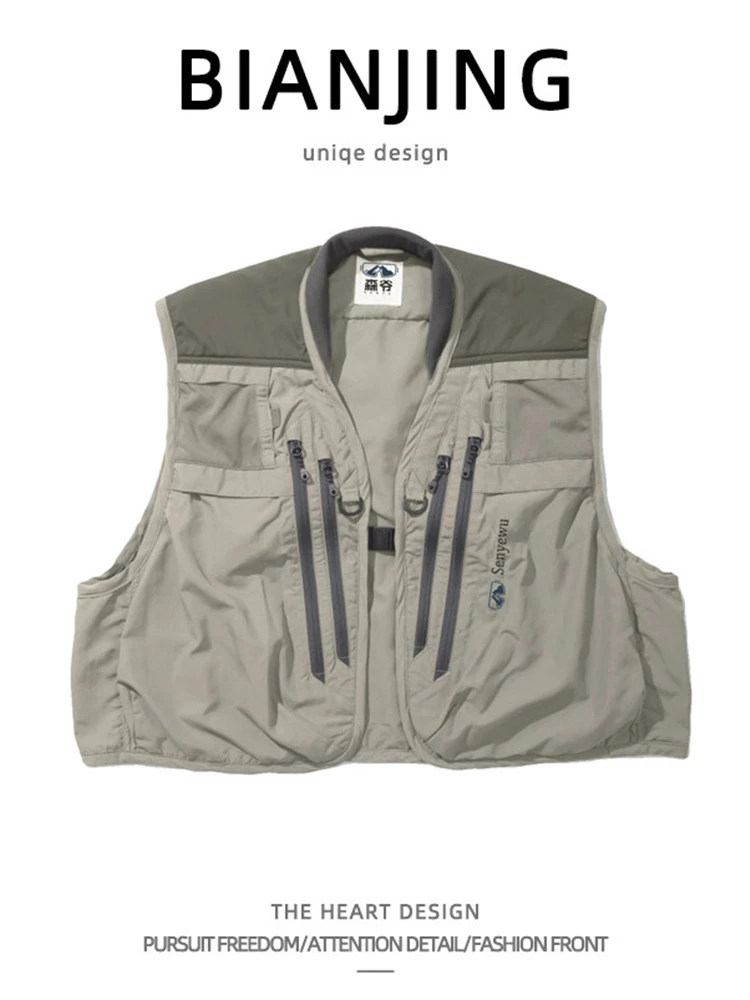 Trendy Outdoor Breathable Stream Fishing Vest Pocket Vest Casual Photography Hiking Handsome Fly Fishing Roadside Outdoor Fishin view 5