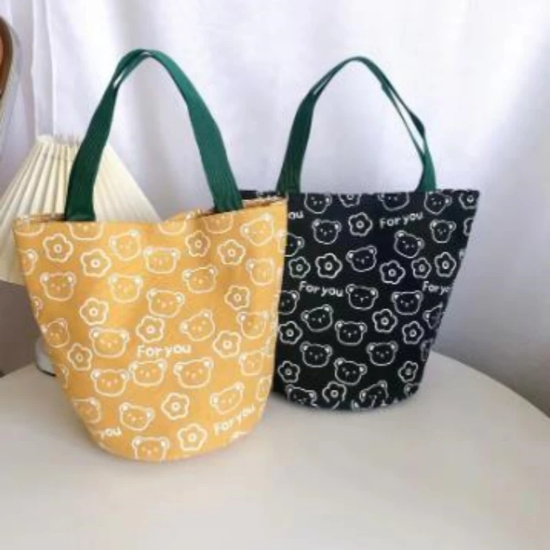 Borsa tote in tela di nuovo stile per studenti che lavorano, borsa per il pranzo, simpatica borsa per il pranzo all\'aperto per gli impiegati