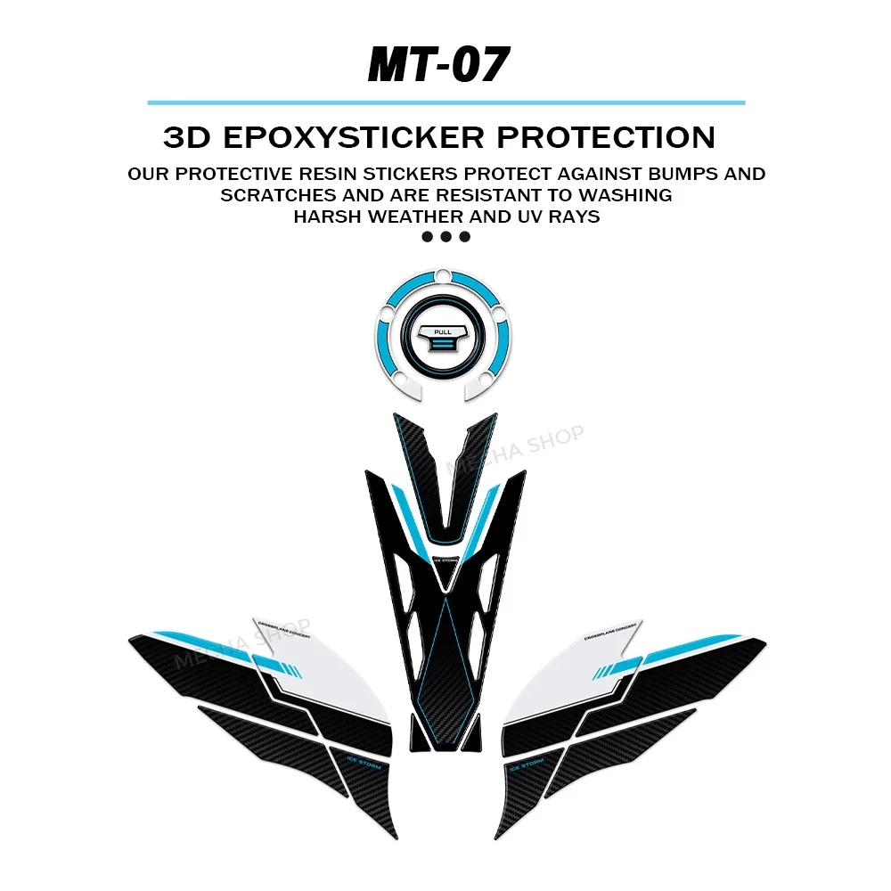 

MT07 2025 мотоциклетные 3D полимерные защитные наклейки на топливный бак, комплект защиты от царапин для MT 07 MT-07 2025