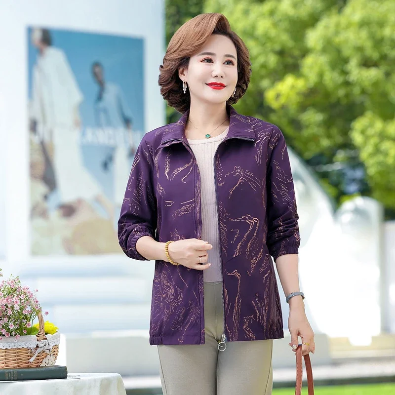 Mujeres con abrigos forrados otoño nuevas madres mayores de mediana edad cortavientos Chaqueta corta cárdigan Top femenino