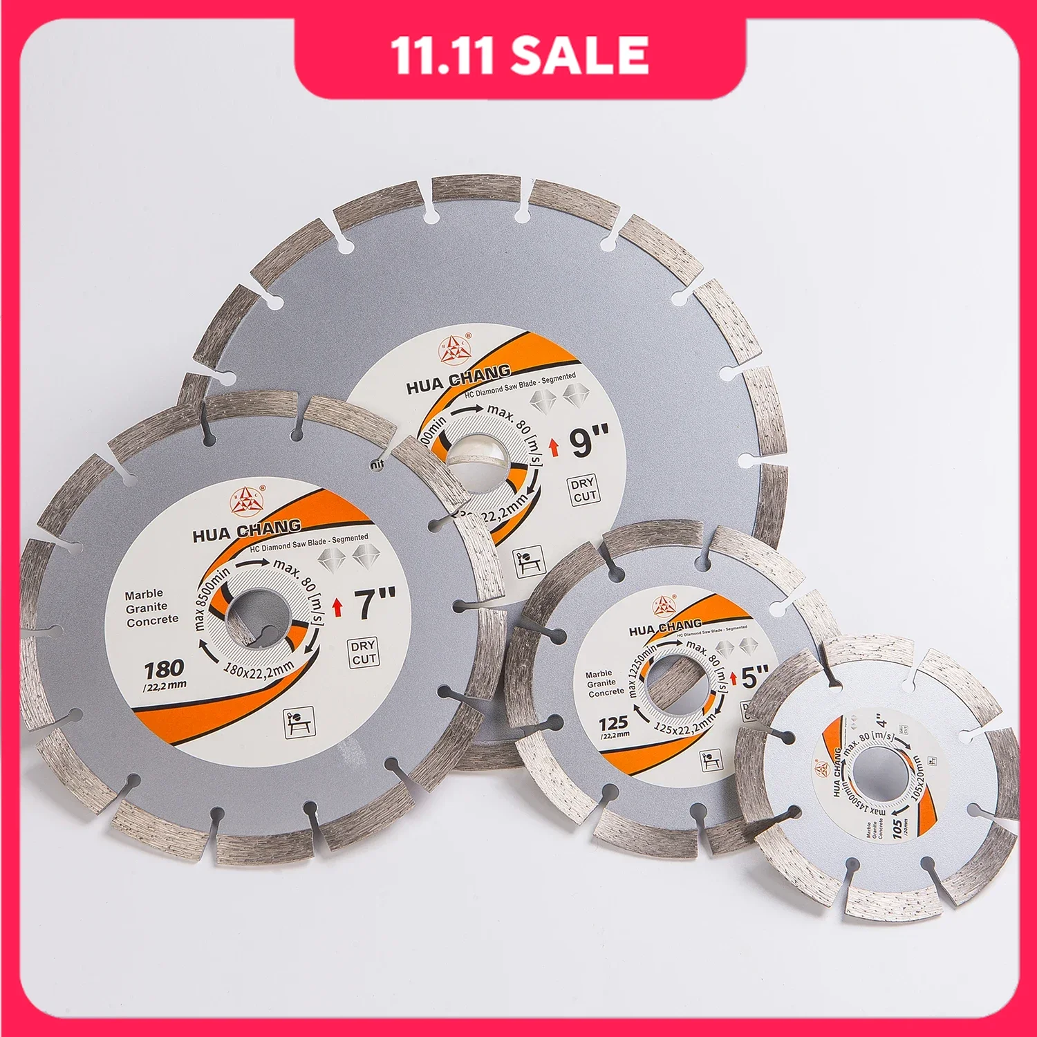 HUA CHANG 4/5/7/9 Inch Diamond Saw Blade Dry Cutting Cold Pressing Disc Circular Blade For Marble Concrete Ceramic Granite Tools