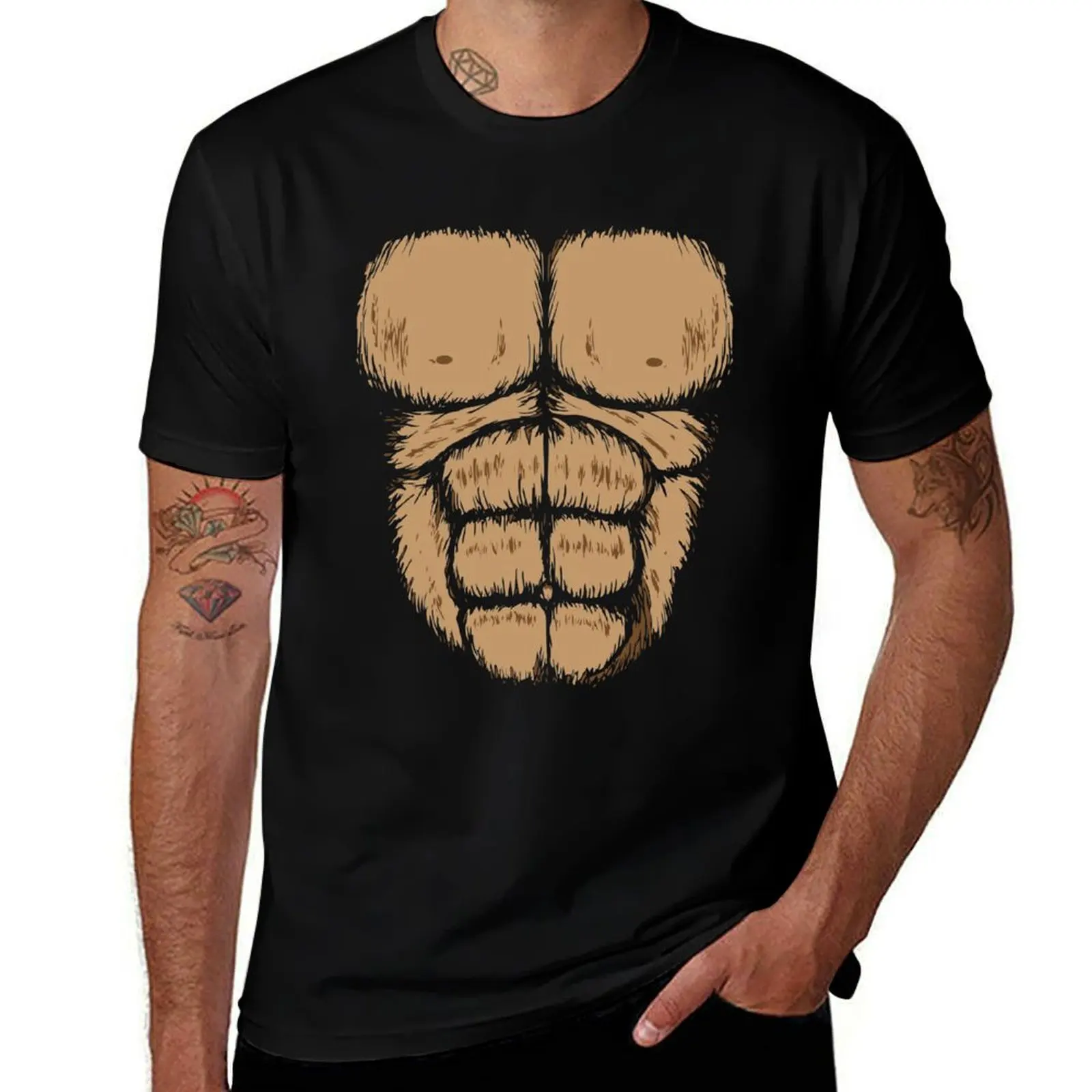

Halloween Gorilla Chest Costume Art Funny Monkey Gift T-Shirt boys animal print aesthetic clothes mens clothes