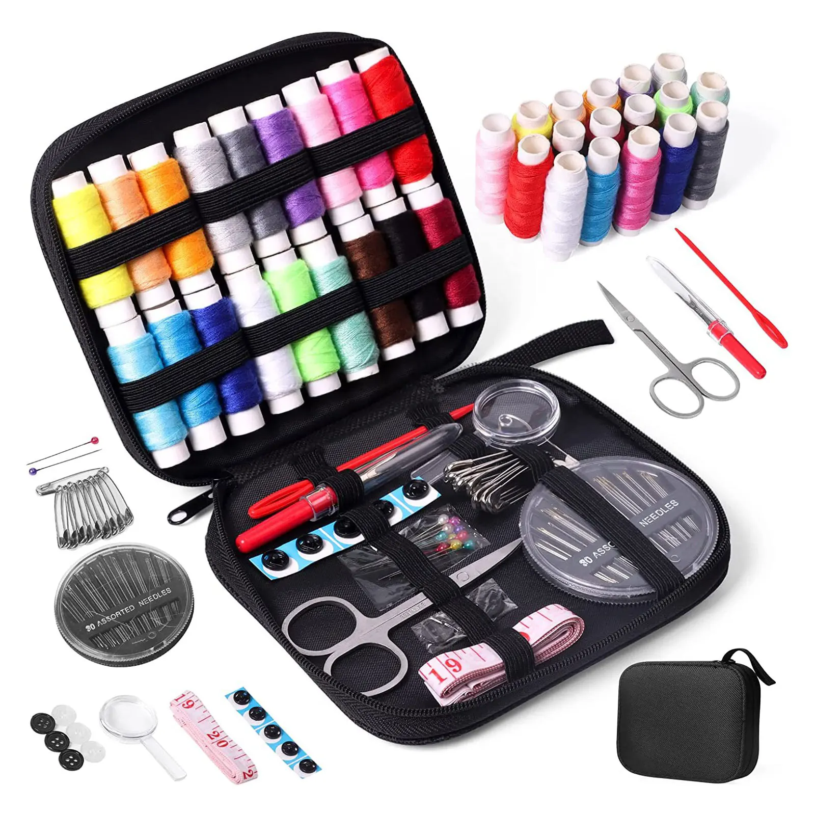 

86pcs Sewing Kit Complete Set with Threads Needles Tape Measure Buttons and More for DIY Handcraft Projects Home and Travel