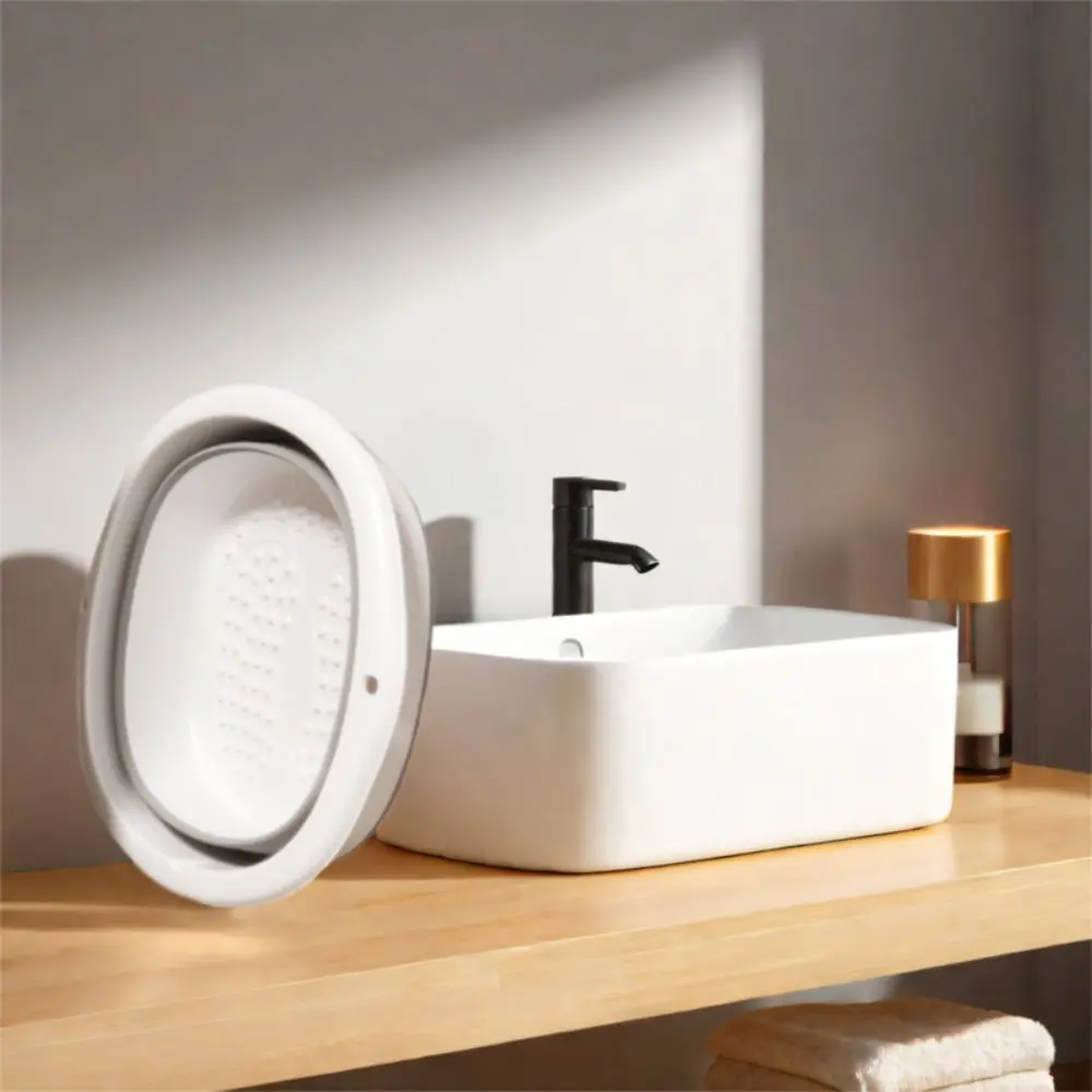

Thickened Foot Bath Bucket with Hanging Hole Large Capacity Foldable Water Bucket High Temperature Resistance Retractable