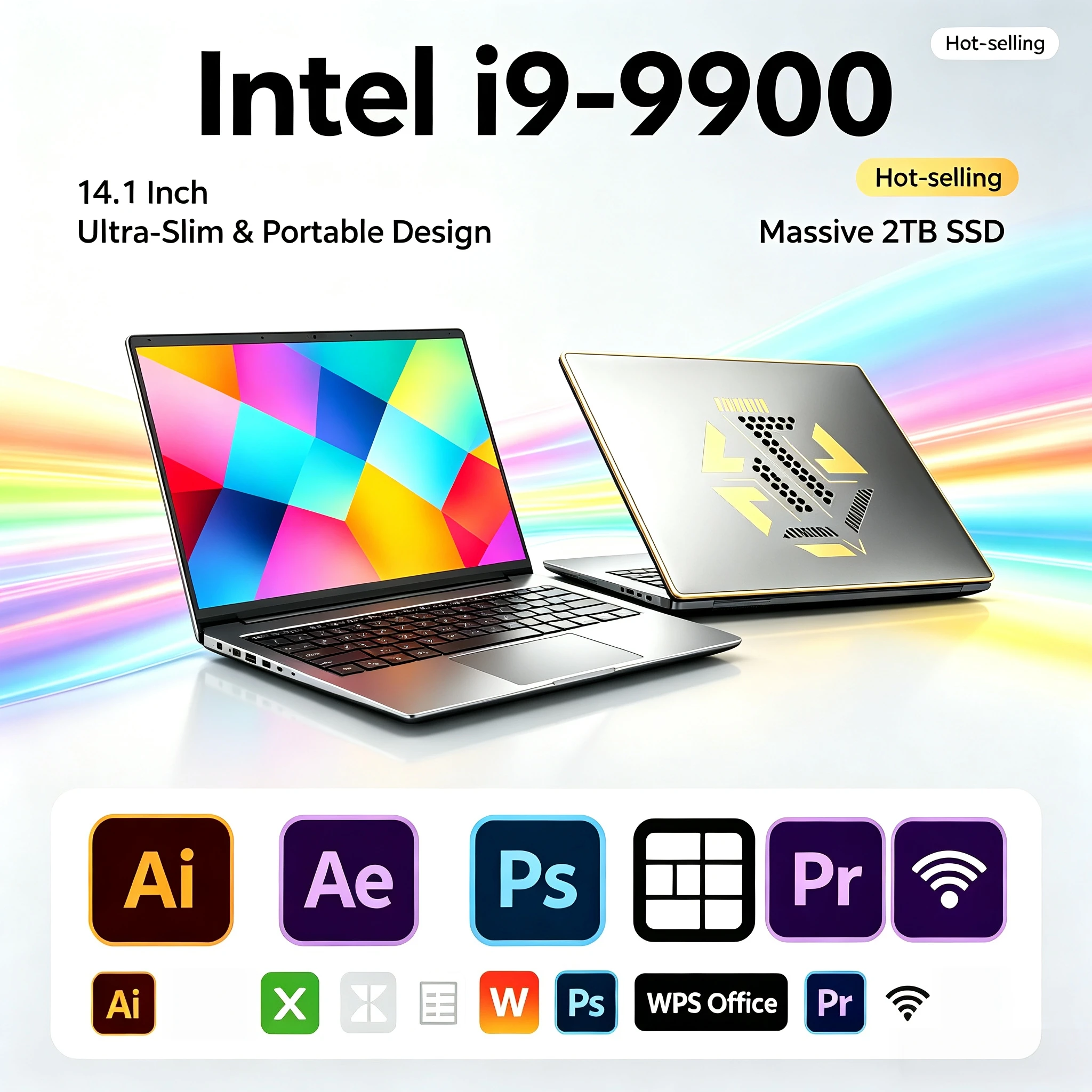 Intel Core i9 9900 14.1 Inch Laptop 8C16T 5.0GHz 16GB RAM 2TB SSD UHD 630 Pro Max Unit Gaming Notebook Mobile Workstation