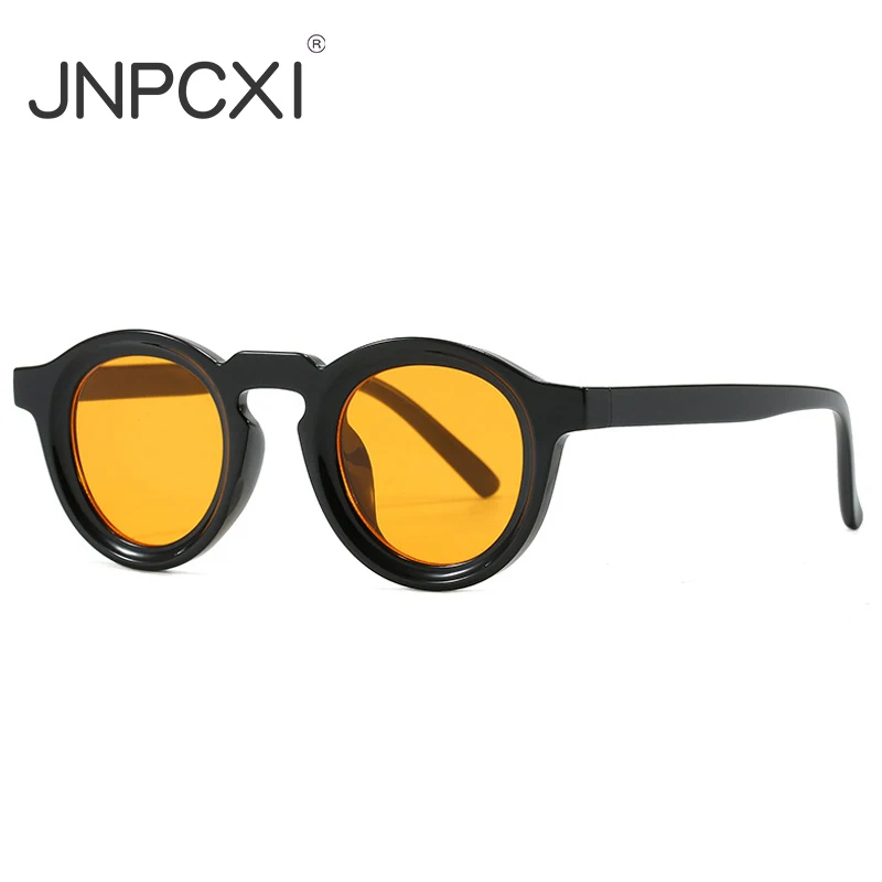 JNPCXI New Small Round Women Sunglasses Retro Black Yellow Punk Men Sun Glasses Shades UV400