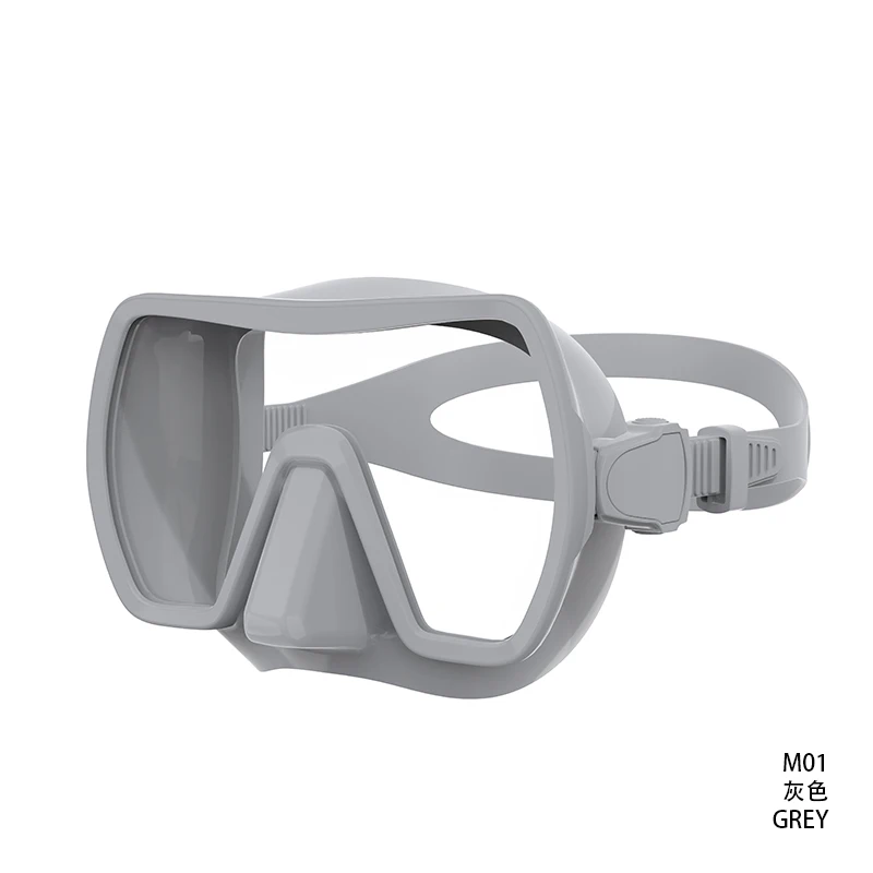 Single tempered glass lens liquid silicone belt swimming scuba goggles snorkeling free diving set