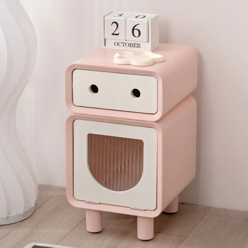 AOLIVIYA Bedroom Bedside Table Nightstand Sofa Side Storage Cabinet Nordic Cream Kids Small Creative Locker Modern