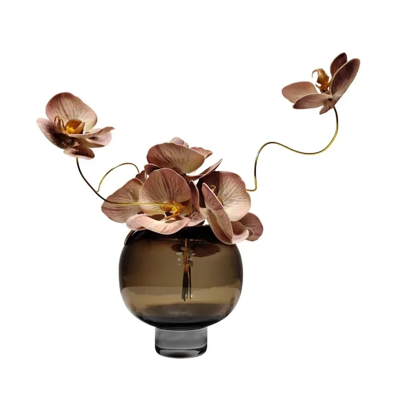 

glass flower ware TV cabinet decorative flower model room living room negotiation table simulated flower art to display flowers