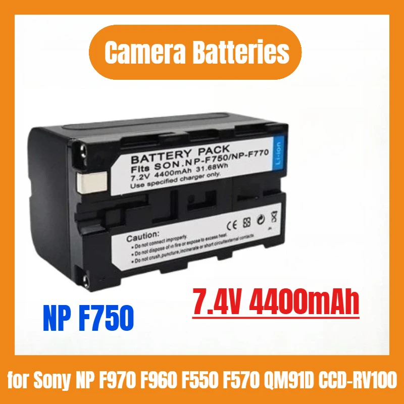 

7.4V 4400mAh NP F750 Battery + Charger for Sony NP F970 F960 F550 F570 QM91D CCD-RV100 TRU47E High Quality