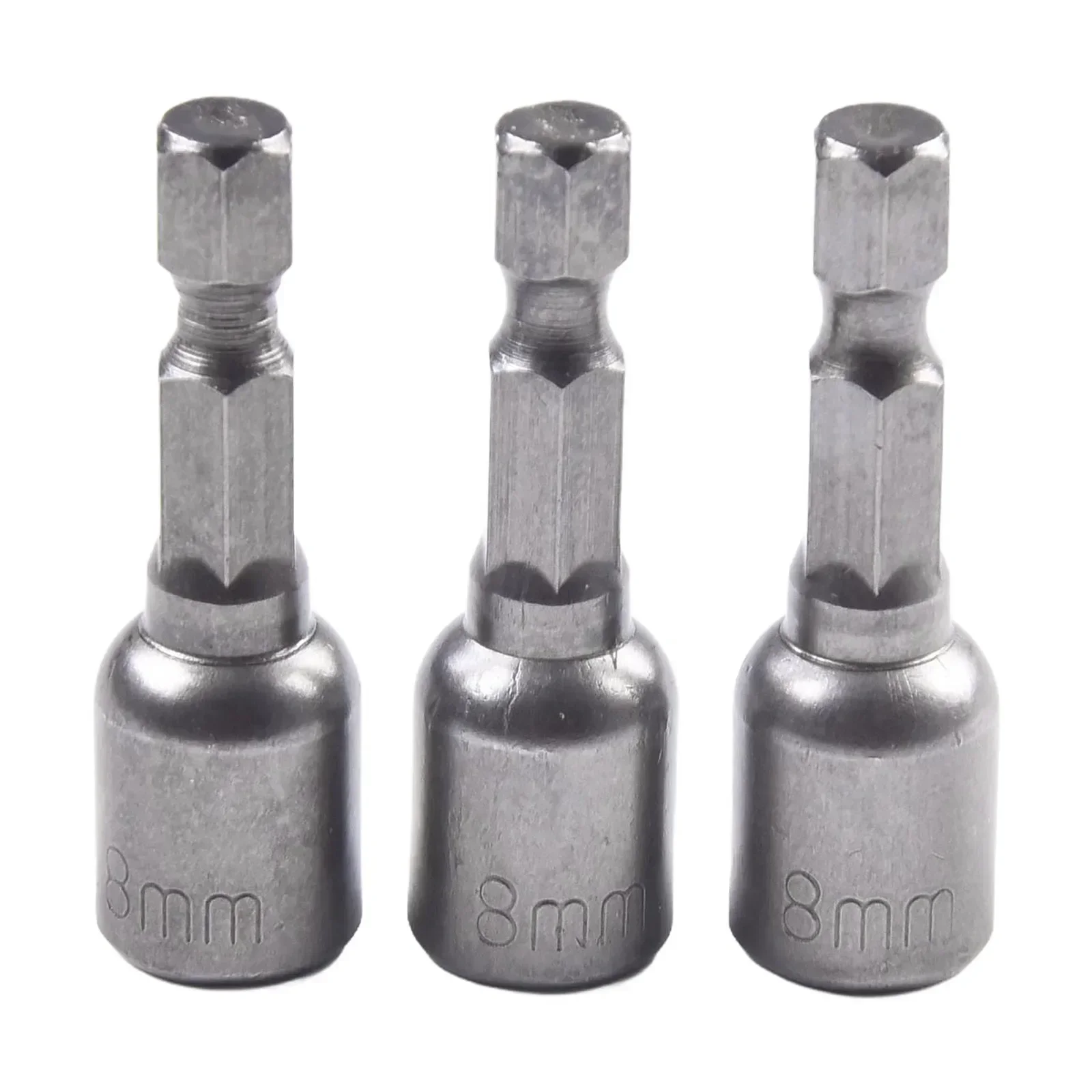 5pcs 8mm Magnetic Nut Driver Set 1/4 Hex Socket Adapter Drill Bit For Power Wrench Screwdriver Tools Parts Length 42mm