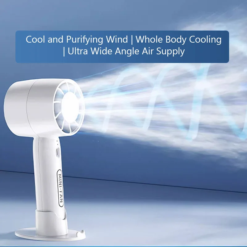 Mini Handheld Fan USB Charging Portable High Wind Speed Bladeless Turbine Handheld Fan Cooling Fan Cool Ambient Light