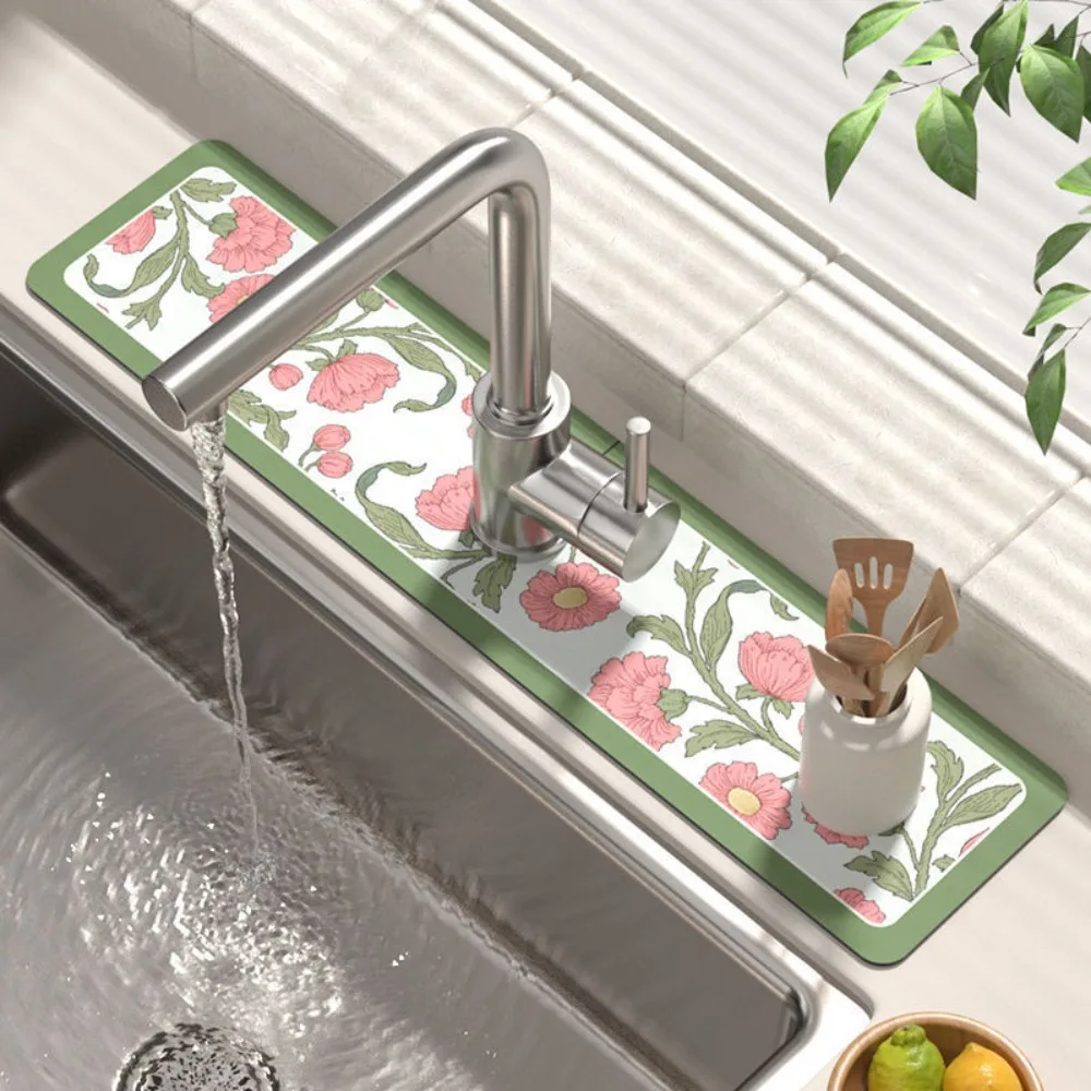 

Diatomite Faucet Draining Mat Multifunction Convenient Non-Slip Absorbent Pad Splash Drying Mat Kitchen Bathroom Supplies