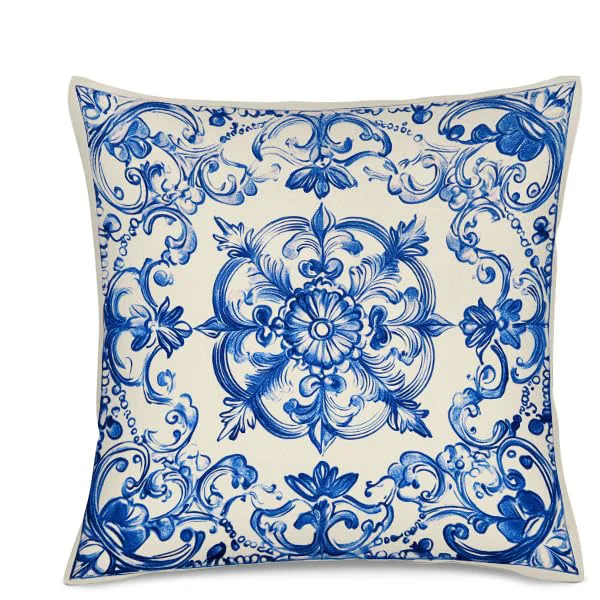 Home Decor Blue And White Floral Pattern Pillow Covers Pattern Cushion Cover Suitable For Sofa Bedroom Car Pillow Cover