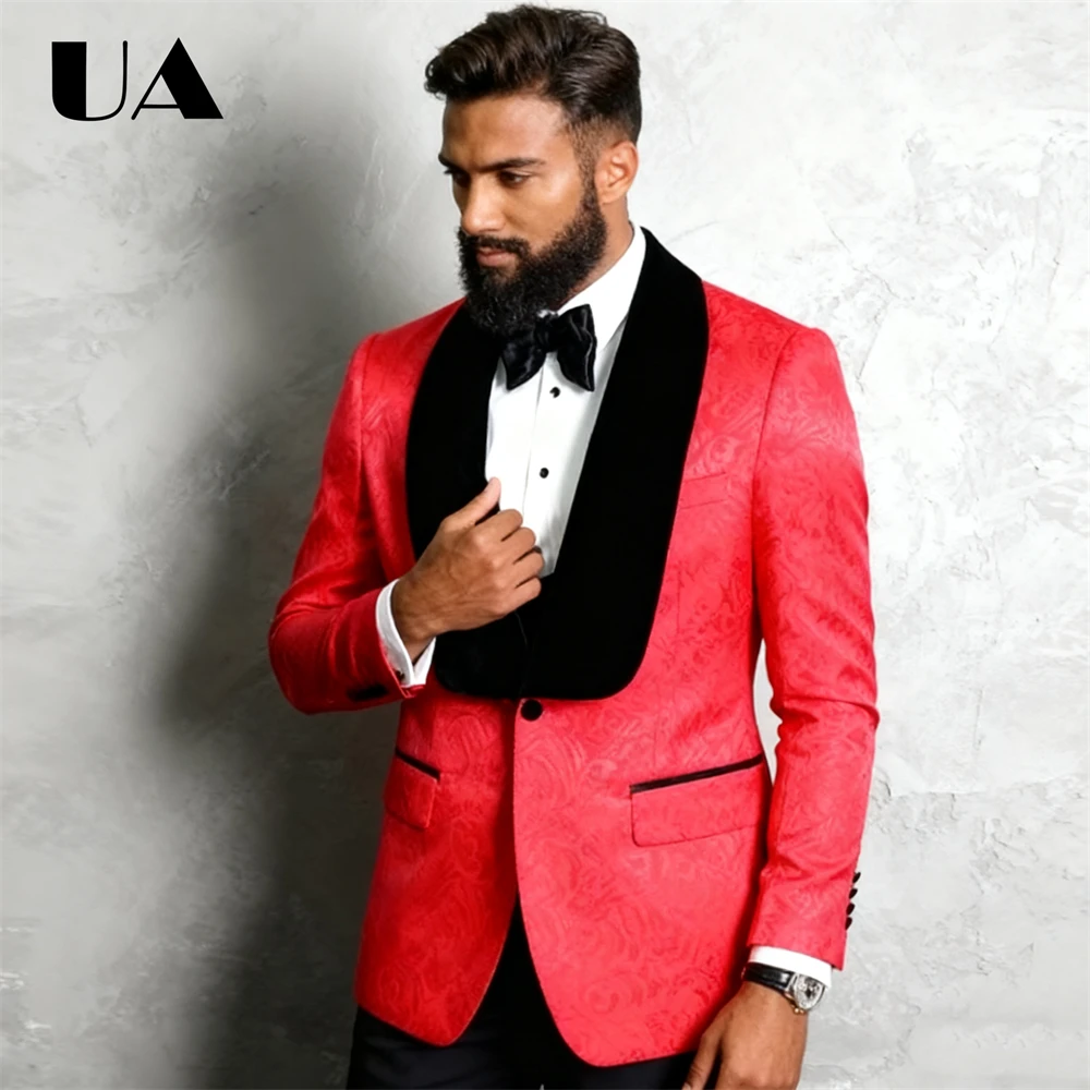 

Jacquard Mens Suit Jacket 1 Piece Prom Party Suit Attire Single Bustton Fashion Pageant Stage Singer Performance Blazer