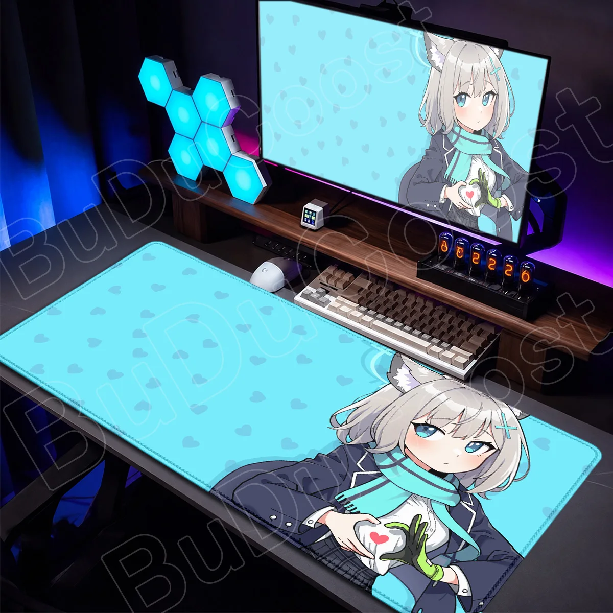 Large Blue Archive Laptop Gaming Keyboard Mats Kawaii Anime Girl Sunaookami Shiroko Non-slip Mouse Pad XXL PC Gaming Accessories