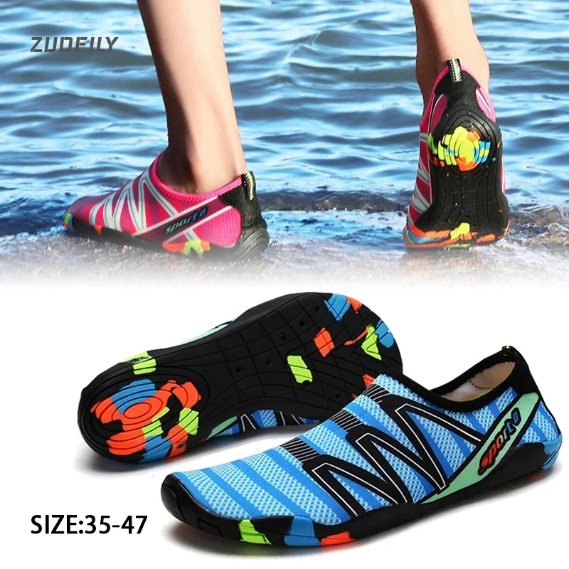 Quick Drying Aqua Shoes Summer Beach Water Shoes Men Women Swimming Wading Barefoot Shoes Breathable Nonslip Wading Trainers