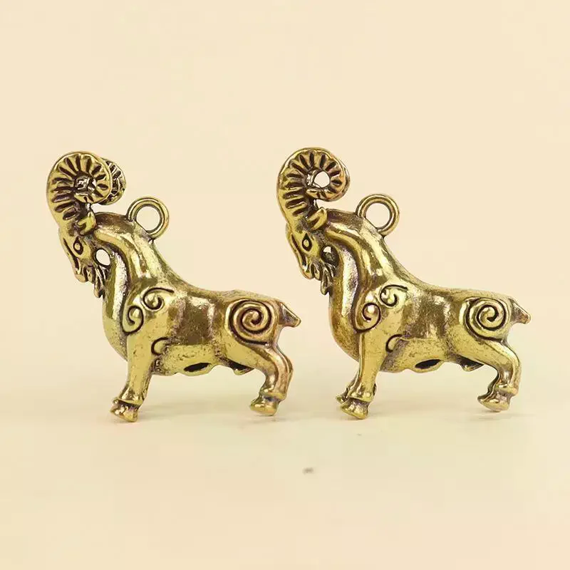 Chinese Zodiac Goat Sculpture Sheep Figurine Brass Animal Statue Desktop Ornament Wealth Fengshui For Home Decor