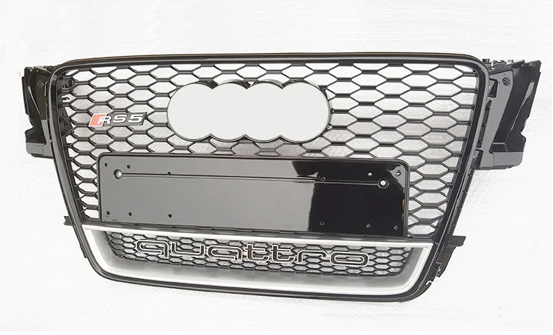 Auto RS5 front grille for Audi A5 S5 ABS material honeycomb grill with quattro for Audi A5 S5 B8 2009 2010 2011