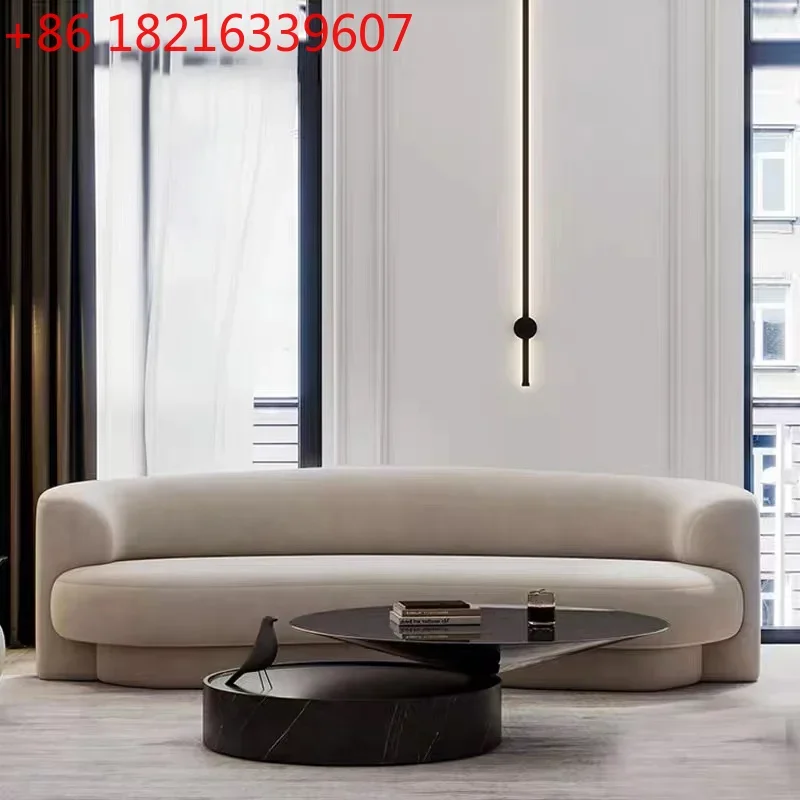 TAO Fabric Living Room Sofas European Beige Italian Curved Luxury Couch Double Modern Designer Divano Soggiorno Home Furniture
